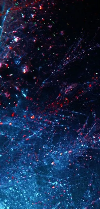 Abstract wallpaper with neon blue and red hues on a black backdrop.