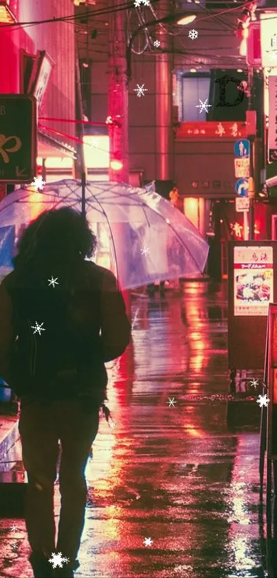 A vibrant neon-lit street at night.