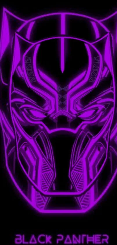 Neon purple panther design on a black background.