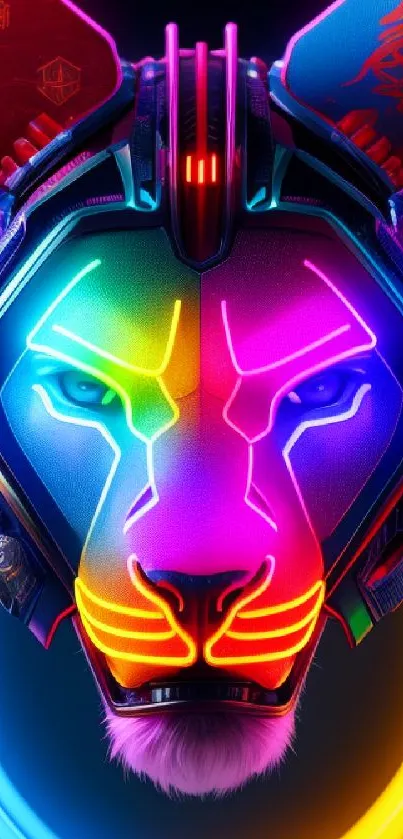 Futuristic neon panther with glowing colors in a digital design.