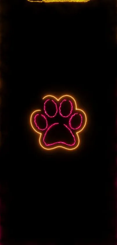 Neon paw print wallpaper with vibrant colors.