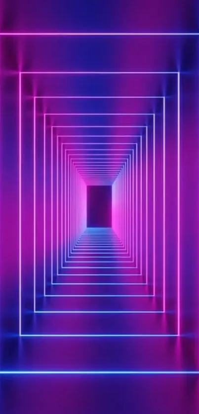 Neon pink and blue tunnel geometric lines wallpaper.