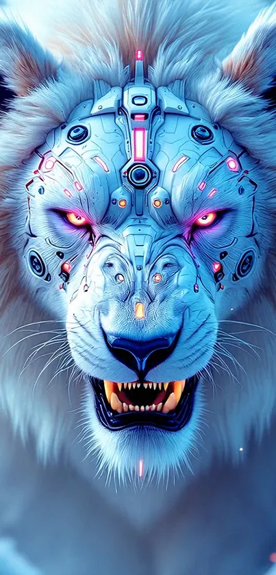 Neon Pink Eyed White Lion Live Wallpaper