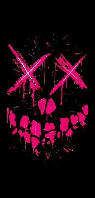 Neon pink graffiti face on dark background wallpaper.