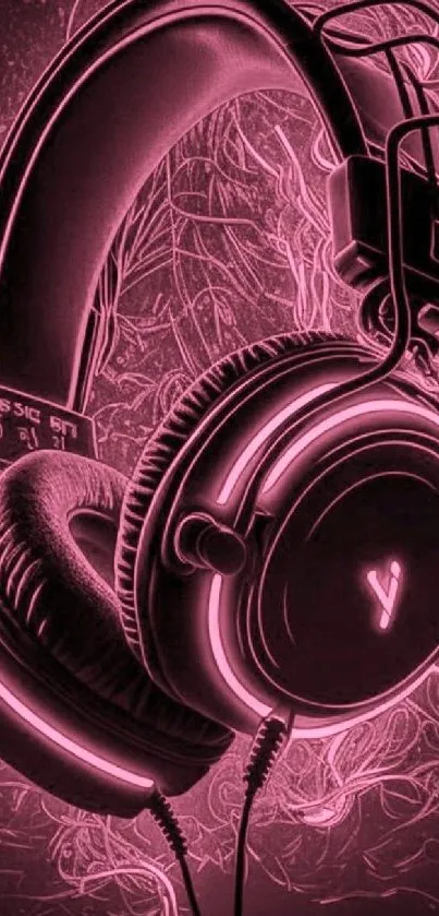 Neon pink headphones set against an electrifying backdrop.