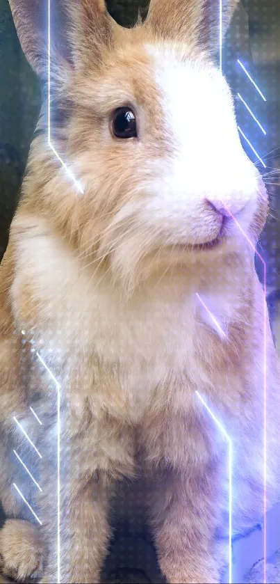 Rabbit illuminated with neon lights.