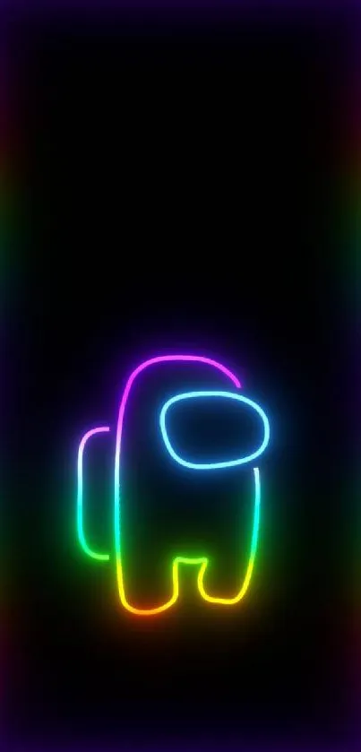 Neon rainbow game character wallpaper in vibrant colors.