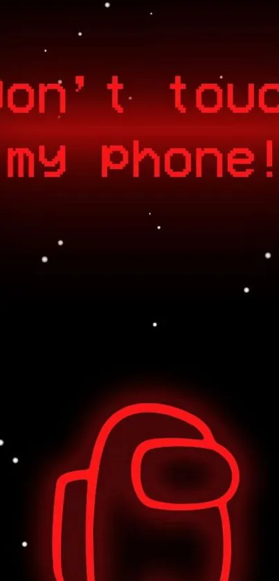 Neon red spaceship on starry mobile wallpaper.