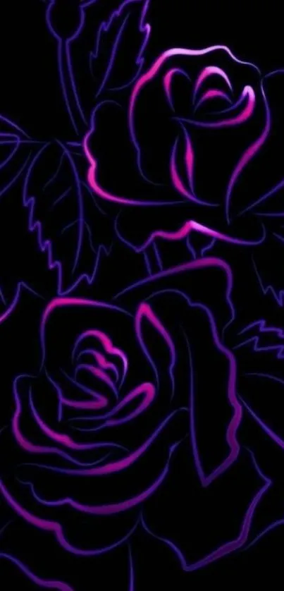 Neon pink and black rose wallpaper design