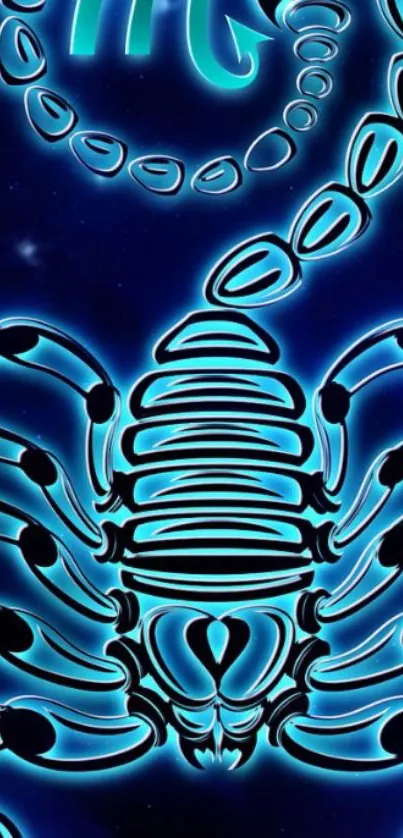 Neon Scorpio zodiac wallpaper with glowing scorpion.