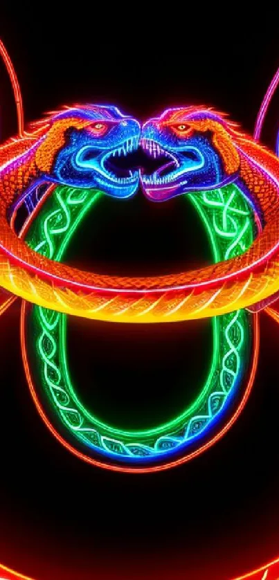 Vibrant neon serpent infinity design wallpaper.