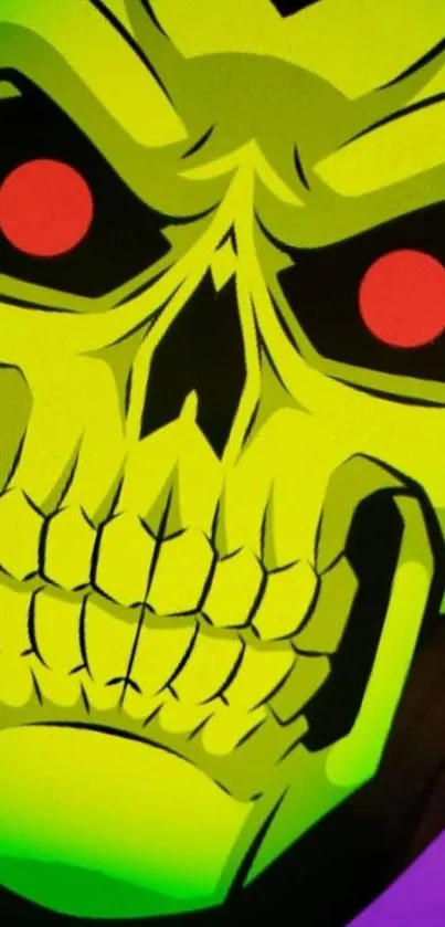 Neon skull art with lime green tones.