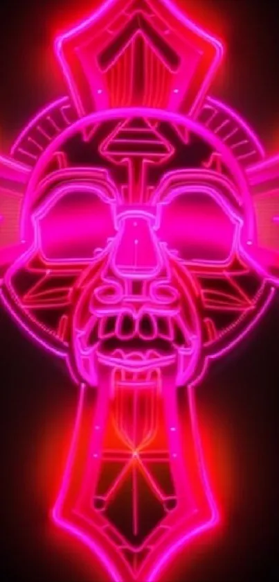 Neon pink skull design with intricate glowing details.