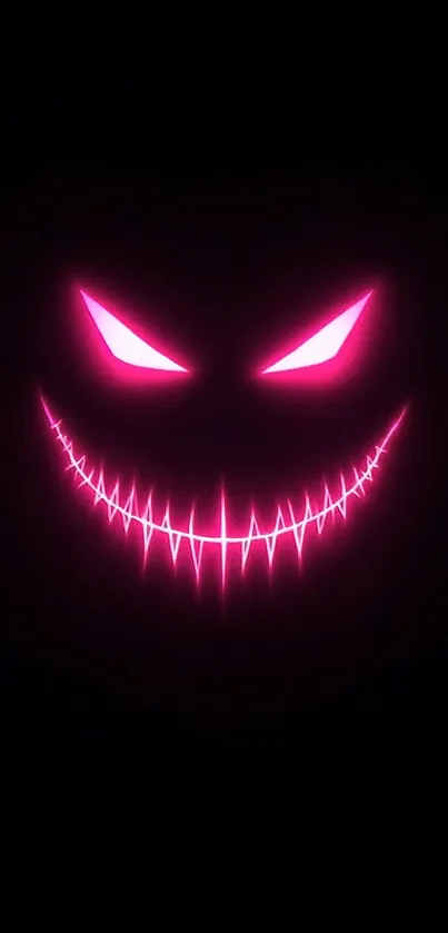 Neon smile in darkness wallpaper with a vibrant glow.