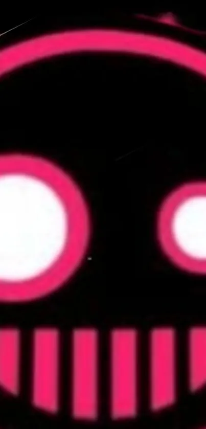 Neon pink smiley face on a black background wallpaper.