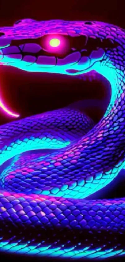 Neon snake with vibrant glowing colors in an artistic mobile wallpaper.