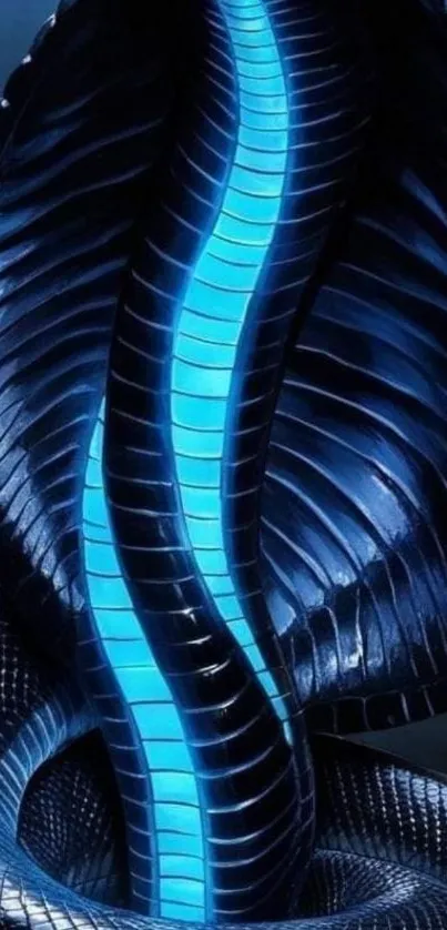Neon snake against dark background.