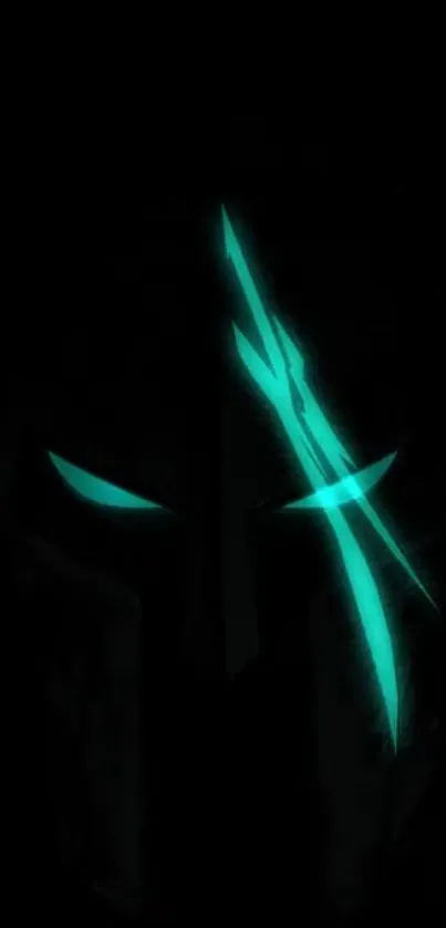 Dark background with neon teal Spartan mask and glowing eyes.