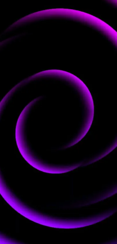 Neon purple spiral background on black mobile wallpaper.