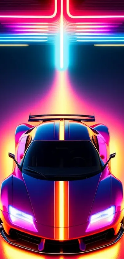 Neon sports car in vibrant colors.