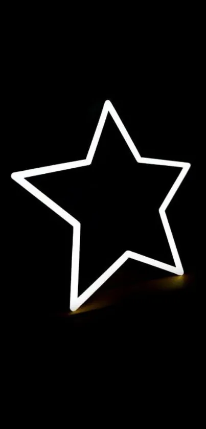 Neon star outline on a minimalist black background.