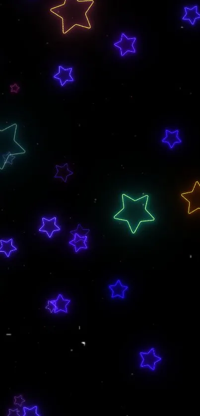 Neon stars scattered across a dark background, creating a cosmic display.