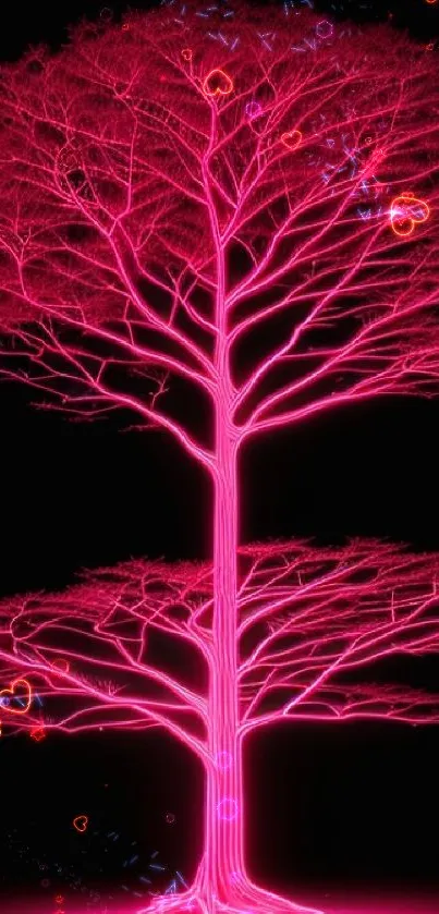 Artistic neon pink tree wallpaper for modern smartphones.