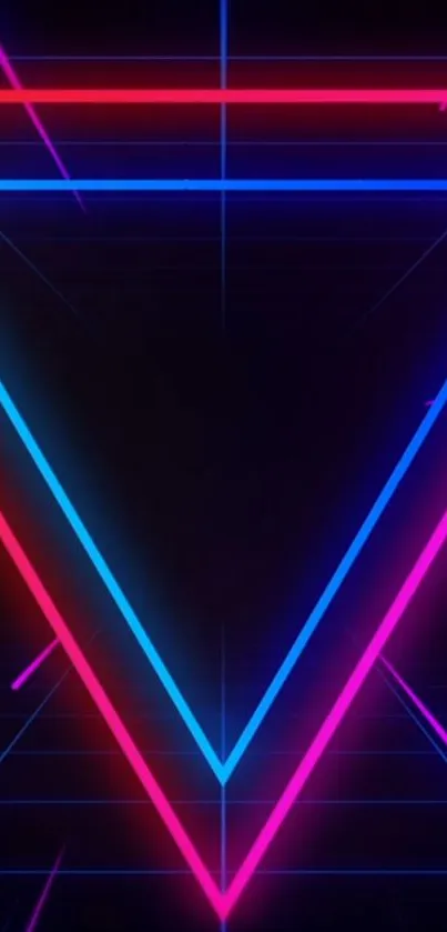 Neon triangle phone wallpaper with vibrant colors and modern design.