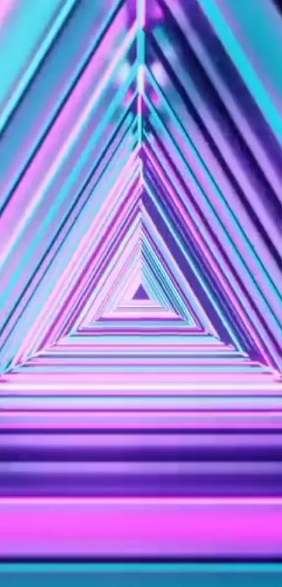 Vibrant neon triangle wallpaper in purple and pink hues.