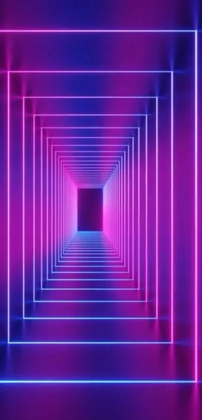 Neon tunnel with pink and blue light on a mobile wallpaper.