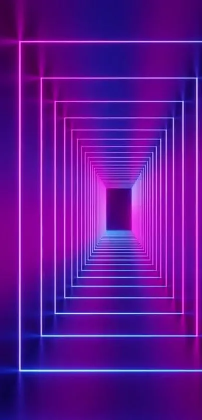 Vibrant neon tunnel wallpaper with purple, pink, and blue colors.