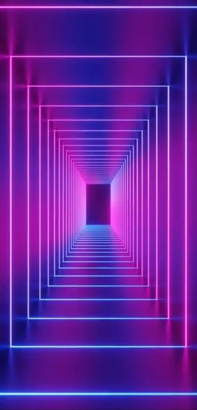 Neon tunnel with purple and blue glowing lines for phone wallpaper.