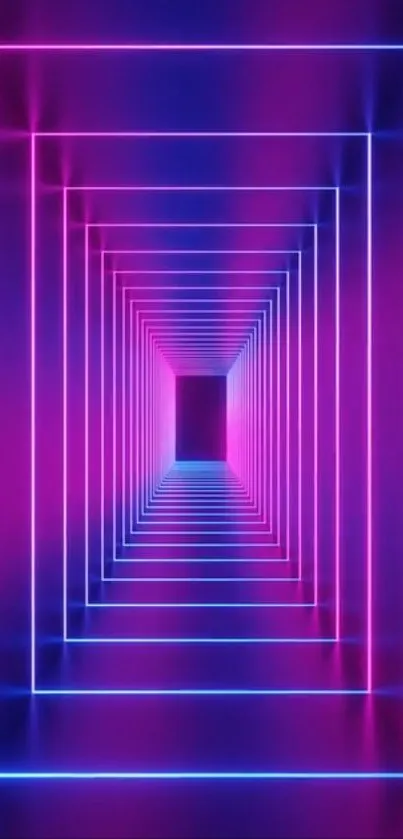 Neon tunnel wallpaper with vibrant blue and pink colors creating a futuristic design.