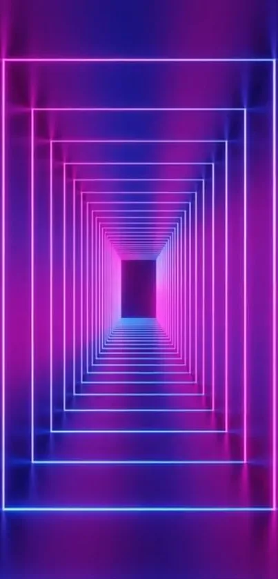 Futuristic neon tunnel design in vibrant purples and blues.