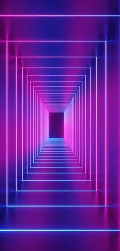 Neon tunnel wallpaper with glowing pink and blue hues for smartphones.