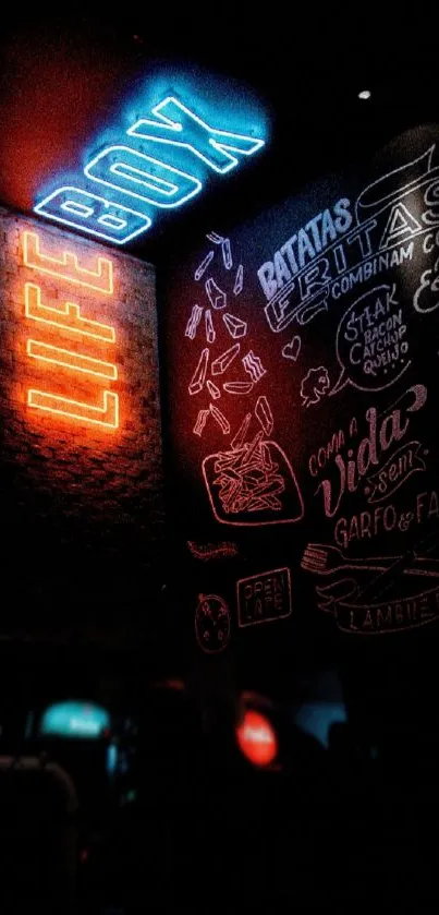 Mobile wallpaper with neon graffiti and glowing urban designs.