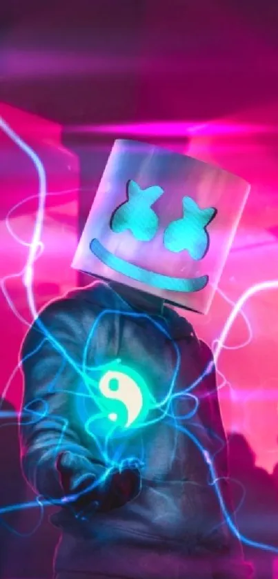 Neon-themed DJ with bright magenta and electric blue highlights.