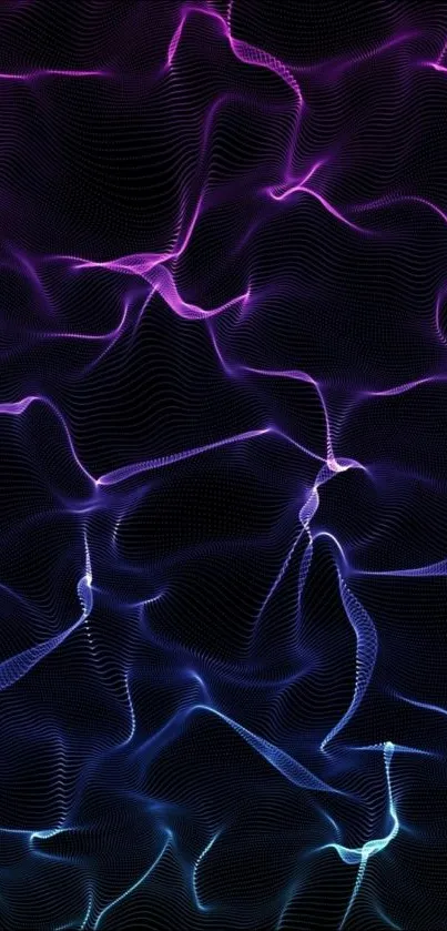 Neon wave wallpaper with abstract purple and blue design.