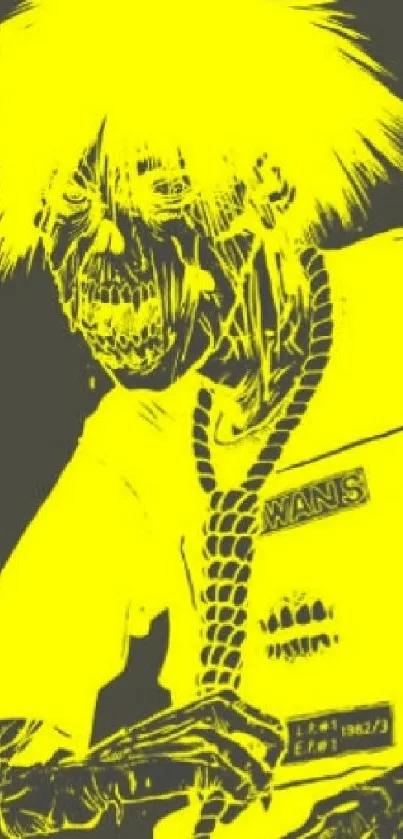 Neon yellow zombie design with bold artistic styling.