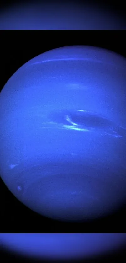 A stunning blue Neptune planet on a mobile wallpaper.