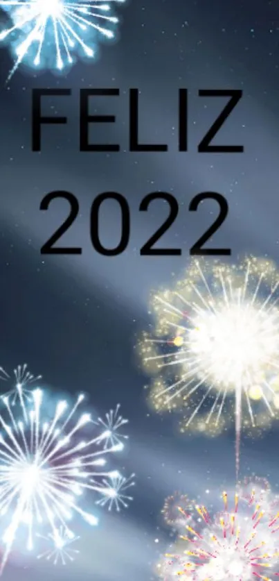 Festive 2022 New Year wallpaper with fireworks.