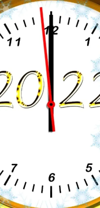 A New Year clock design with 2022 displayed elegantly in golden accents.
