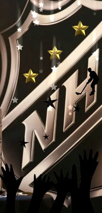 Mobile wallpaper featuring NHL trophy and celebration.