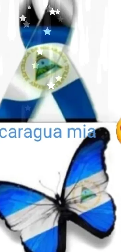 Nicaragua flag butterfly design with stars and emojis.