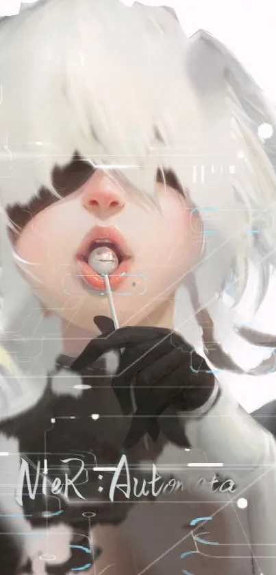 Nier: Automata character with lollipop.