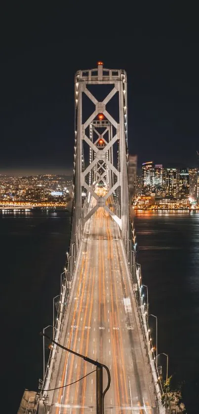 A beautifully lit city bridge at night, showcasing urban elegance.