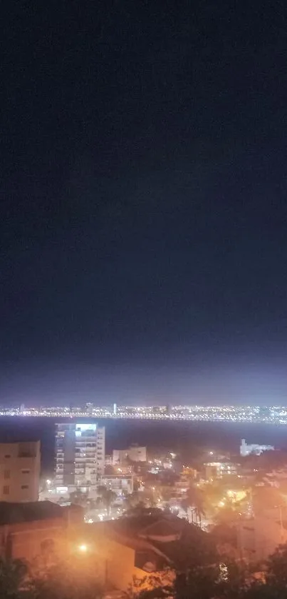 Vibrant cityscape at night with illuminated skyline.