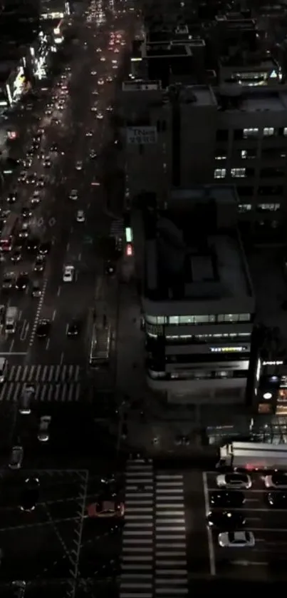 Night cityscape with street view and traffic at night.