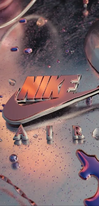 Nike Air abstract art mobile wallpaper with metallic textures.