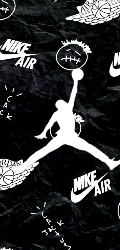 Nike Air Jordan minimalist black and white wallpaper design.